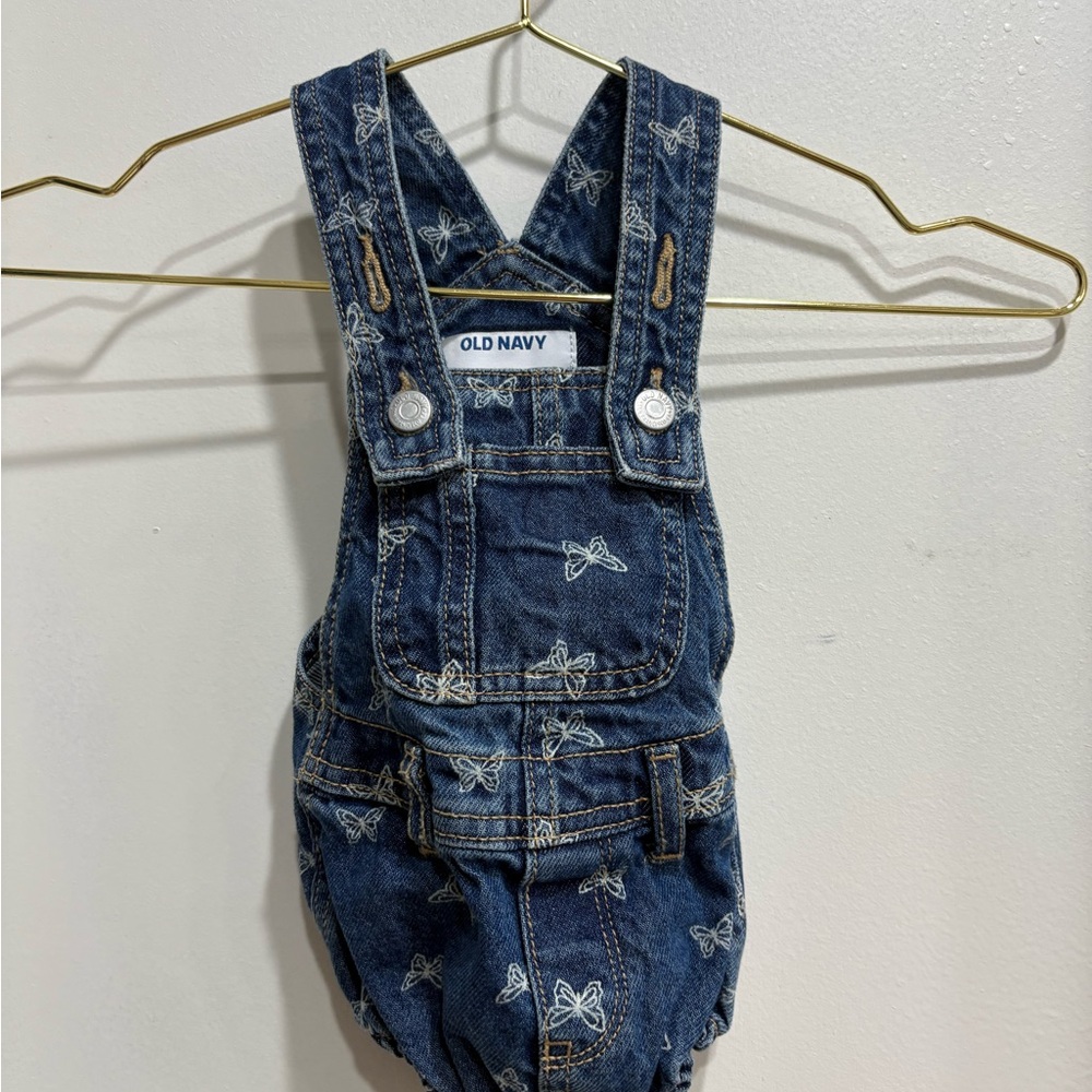 Old Navy Blue Denim Overalls with Distressed Look